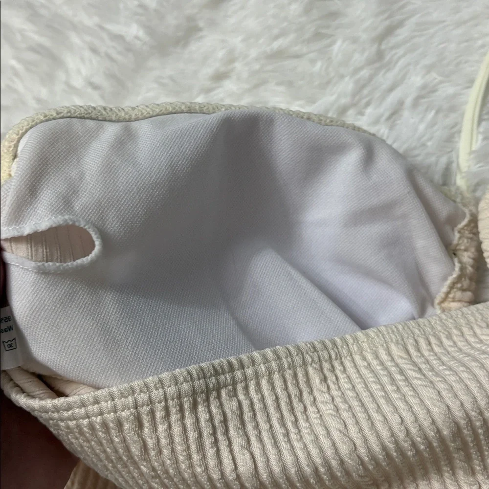 NWOT SweatyRocks From Amazon Cream Color Textured One Piece Swimsuit L